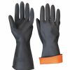 chemical resistant double latex flocklined industrial gloves